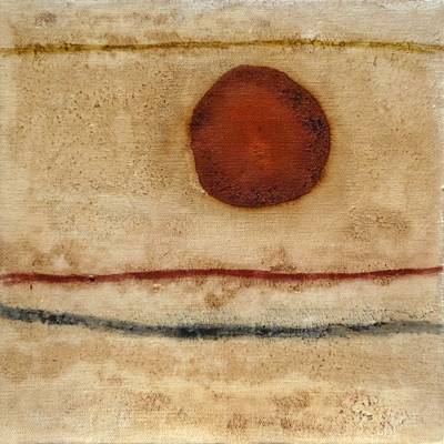 Australian Indigenous (Aboriginal and Torres Strait Islander) artwork by LINDSAY HARRIS of Miscellaneous Artists. The title is Koort Yey  (The heart today). [13 - Koort Yey  (The heart today)] (Pigment, Resin and Clay on Hemp)