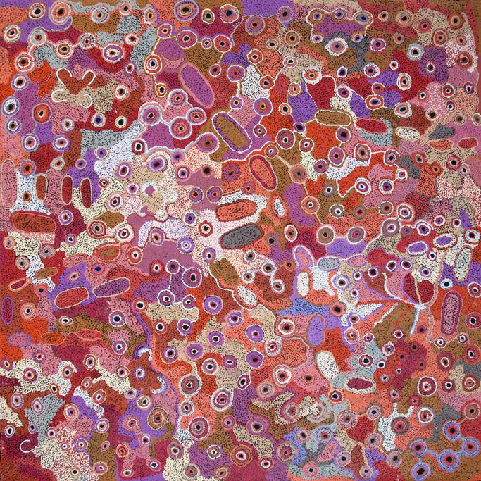 Australian Indigenous (Aboriginal and Torres Strait Islander) artwork by TUPPY NGINTJA GOODWIN of Mimili Maku Arts. The title is Kungka Kutjara Tjukurpa. [352-2012] (Acrylic on Linen)