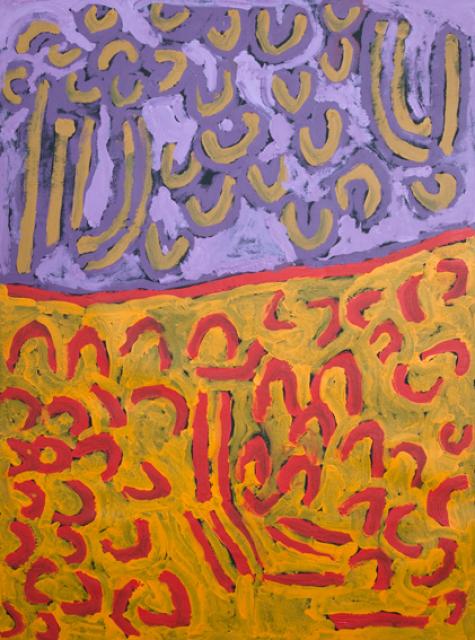 Australian Indigenous (Aboriginal and Torres Strait Islander) artwork by HARRY TJUTJUNA of Ninuku Arts. The title is Kungka Malu. [NKUHT08647] (Acrylic on Canvas)
