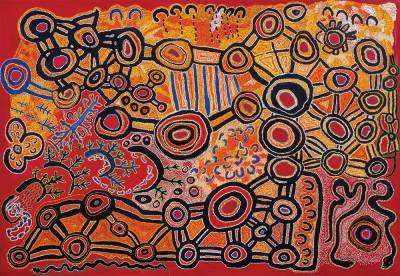 Australian Indigenous (Aboriginal and Torres Strait Islander) artwork by VARIOUS SPINIFEX ARTISTS (COLLABORATIVE) of Spinifex Artists. The title is Kungkarangkalpa. [19-389] (Acrylic on Linen)
