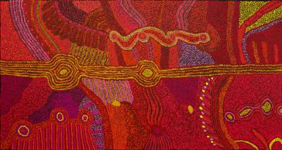 Australian Indigenous (Aboriginal and Torres Strait Islander) artwork by TJUNKAYA TAPAYA of Ernabella Artists. The title is Kungkarangkalpa Attila. [263-12] (Acrylic on Canvas)