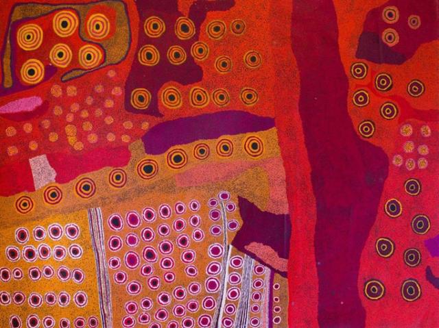 Australian Indigenous (Aboriginal and Torres Strait Islander) artwork by GINGER WIKILYIRI of Tjungu Palya Artists. The title is Kunumata. [12189] (Acrylic on Linen)