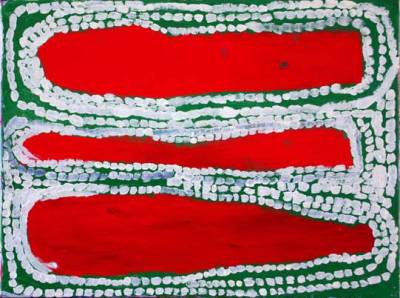 Australian Indigenous (Aboriginal and Torres Strait Islander) artwork by WAKARTU CORY SURPRISE of Mangkaja Artists. The title is Kurral Kurral Jila. [153/07] (Atelier Acrylic Paint on 14oz Canvas)