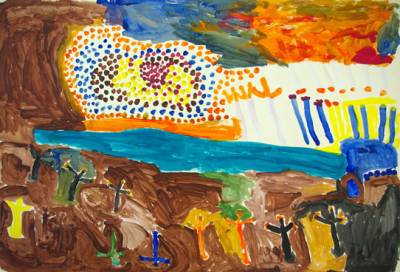 Australian Indigenous (Aboriginal and Torres Strait Islander) artwork by WANKURTA PEANUT FORD of Mangkaja Artists. The title is Kurrjalparta. [629/12] (Derivan Matisse Acrylic - 280gsm Velin BFK Rives)