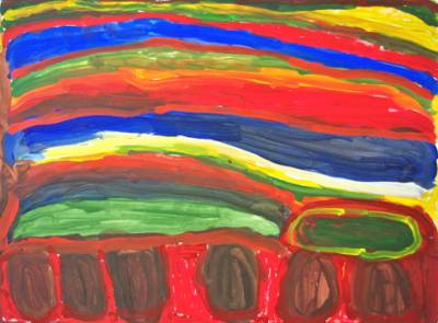 Australian Indigenous (Aboriginal and Torres Strait Islander) artwork by WANKURTA PEANUT FORD of Mangkaja Artists. The title is Kurrjalparta. [618/12] (Derivan Matisse Acrylic - 280gsm Velin BKF Rives)
