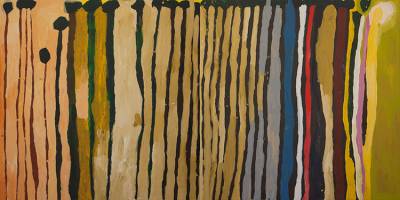 Australian Indigenous (Aboriginal and Torres Strait Islander) artwork by LISA UHL of Mangkaja Artists. The title is Kurrkapi. [335a-b/15] (Atelier Acrylic Paint on 14oz Canvas)