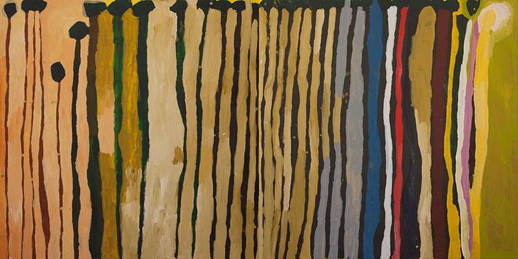 Australian Indigenous (Aboriginal and Torres Strait Islander) artwork by LISA UHL of Mangkaja Artists. The title is Kurrkapi. [335a-b/15] (Atelier Acrylic Paint on 14oz Canvas)