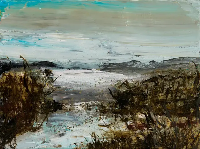 Australian Indigenous (Aboriginal and Torres Strait Islander) artwork by AMANDA PENROSE HART of Miscellaneous Artists. The title is Lake. [APH201706025] (Oil on Canvas)