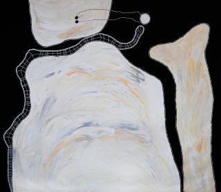 Australian Indigenous (Aboriginal and Torres Strait Islander) artwork by TIMO HOGAN of Spinifex Artists. The title is Lake Baker. [24-159] (Acrylic on Linen)