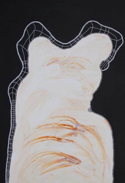 Australian Indigenous (Aboriginal and Torres Strait Islander) artwork by TIMO HOGAN of Spinifex Artists. The title is Lake Baker. [24-164] (Acrylic on Linen)