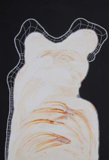 Australian Indigenous (Aboriginal and Torres Strait Islander) artwork by TIMO HOGAN of Spinifex Artists. The title is Lake Baker. [24-164] (Acrylic on Linen)