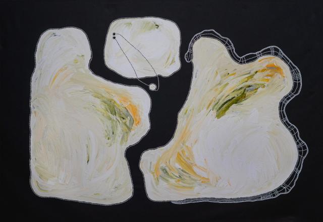 Australian Indigenous (Aboriginal and Torres Strait Islander) artwork by TIMO HOGAN of Spinifex Artists. The title is Lake Baker. [24-187] (Acrylic on Linen)