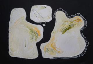 Australian Indigenous (Aboriginal and Torres Strait Islander) artwork by TIMO HOGAN of Spinifex Artists. The title is Lake Baker. [24-187] (Acrylic on Linen)