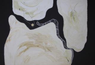 Australian Indigenous (Aboriginal and Torres Strait Islander) artwork by TIMO HOGAN of Spinifex Artists. The title is Lake Baker. [24-191] (Acrylic on Linen)