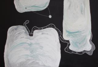 Australian Indigenous (Aboriginal and Torres Strait Islander) artwork by TIMO HOGAN of Spinifex Artists. The title is Lake Baker. [24-276] (Acrylic on Linen)