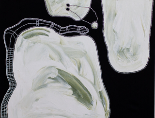 Australian Indigenous (Aboriginal and Torres Strait Islander) artwork by TIMO HOGAN of Spinifex Artists. The title is Lake Baker. [25-5] (Acrylic and Sand on Linen)