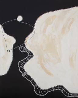 Australian Indigenous (Aboriginal and Torres Strait Islander) artwork by TIMO HOGAN of Spinifex Artists. The title is Lake Baker. [25-97] (Acrylic on Linen)