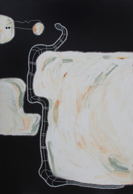 Australian Indigenous (Aboriginal and Torres Strait Islander) artwork by TIMO HOGAN of Spinifex Artists. The title is Lake Baker. [25-138] (Acrylic on Linen)