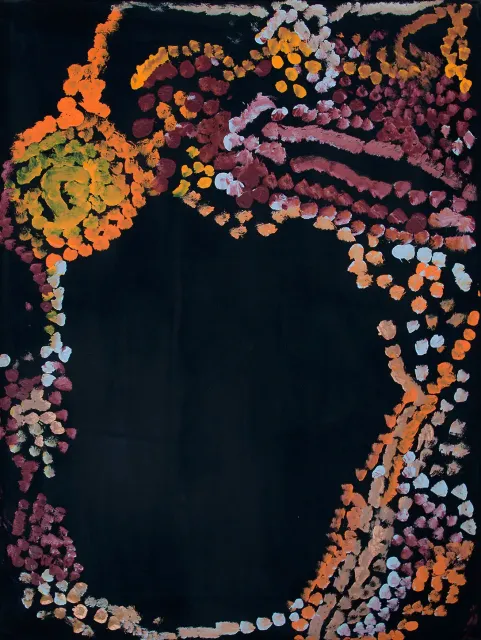 Australian Indigenous (Aboriginal and Torres Strait Islander) artwork by NEVILLE NIYPULA MCARTHUR of Warakurna Artists. The title is Lake Baker. [137-16] (Acrylic on Canvas)