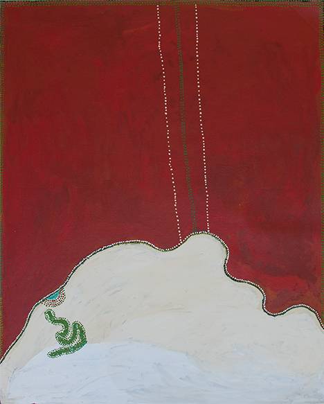 Australian Indigenous (Aboriginal and Torres Strait Islander) artwork by TIMO HOGAN of Spinifex Artists. The title is Lake Baker. [17-256] (Acrylic on Linen)