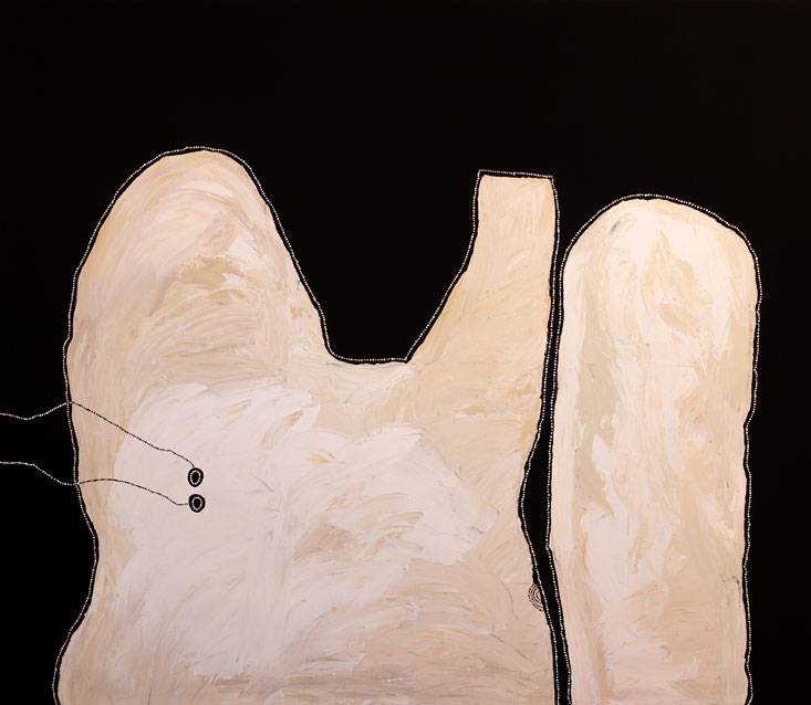 Australian Indigenous (Aboriginal and Torres Strait Islander) artwork by TIMO HOGAN of Spinifex Artists. The title is Lake Baker. [19-341] (Acrylic on Linen)