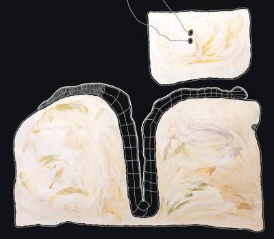 Australian Indigenous (Aboriginal and Torres Strait Islander) artwork by TIMO HOGAN of Spinifex Artists. The title is Lake Baker. [20-124] (Acrylic on Linen)