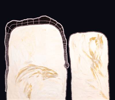 Australian Indigenous (Aboriginal and Torres Strait Islander) artwork by TIMO HOGAN of Spinifex Artists. The title is Lake Baker. [20-219] (Acrylic on Linen)