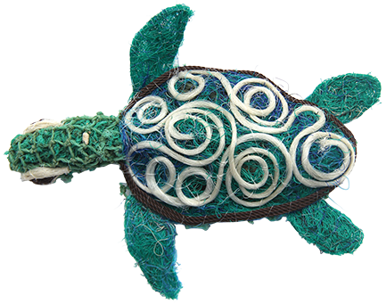 Australian Indigenous (Aboriginal and Torres Strait Islander) artwork by LAVINIA KETCHELL of Erub Erwer Meta. The title is Lanita. [16-86] (Ghost Nets, Rope & Twine)