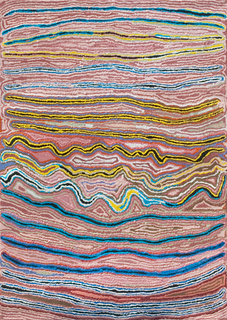 Australian Indigenous (Aboriginal and Torres Strait Islander) artwork by MARY ANNE NAMPIJINPA MICHAELS of Warlukurlangu Artists (Yuendumu). The title is Lappi Lappi Jukurrpa (Lappi Lappi Dreaming). [4329/07] (Acrylic on Belgian Linen)