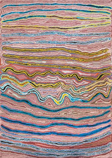 Australian Indigenous (Aboriginal and Torres Strait Islander) artwork by MARY ANNE NAMPIJINPA MICHAELS of Warlukurlangu Artists (Yuendumu). The title is Lappi Lappi Jukurrpa (Lappi Lappi Dreaming). [4329/07] (Acrylic on Belgian Linen)