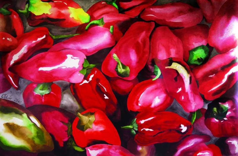 Australian Indigenous (Aboriginal and Torres Strait Islander) artwork by ODILE REGNIER of Miscellaneous Artists. The title is Le Bouillaud. [IMG_1876] (Water colour on paper)