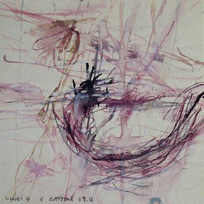 Australian Indigenous (Aboriginal and Torres Strait Islander) artwork by VICTORIA CATTONI of Miscellaneous Artists. The title is Lines 4. [VC_wp4-1_2012] (Watercolour on Paper)