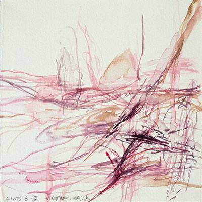 Australian Indigenous (Aboriginal and Torres Strait Islander) artwork by VICTORIA CATTONI of Miscellaneous Artists. The title is Lines 6 - II. [VC_wp3-7_2012] (Watercolour on Paper)