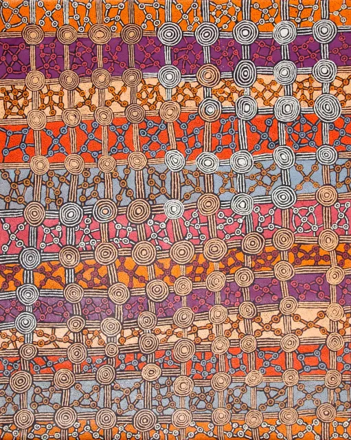 Australian Indigenous (Aboriginal and Torres Strait Islander) artwork by RAYMOND TJAPALTJARRI of Papunya Tula Artists. The title is Litjati. [RT0809200] (Acrylic on Linen)