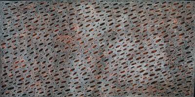 Australian Indigenous (Aboriginal and Torres Strait Islander) artwork by JANE YOUNG of Tangentyere Artists. The title is Little Rocks in Simpson Desert. [TAJY10C3864] (Acrylic on Canvas)