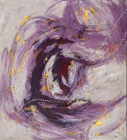 Australian Indigenous (Aboriginal and Torres Strait Islander) artwork by SHANE PICKETT of Miscellaneous Artists. The title is Little Waterfall and Berry Bush Grounds. [SP01734] (Acrylic on Linen)