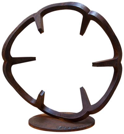 Australian Indigenous (Aboriginal and Torres Strait Islander) artwork by GREG JOHNS of Miscellaneous Artists. The title is Llaida Mandala 2006/2016. [GJ201607005_1/9] (Solid Mild Steel)