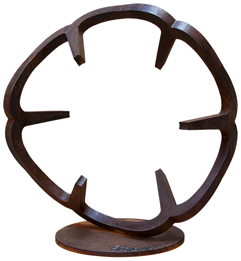 Australian Indigenous (Aboriginal and Torres Strait Islander) artwork by GREG JOHNS of Miscellaneous Artists. The title is Llaida Mandala 2006/2016. [GJ201607005_1/9] (Solid Mild Steel)