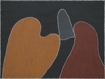 Australian Indigenous (Aboriginal and Torres Strait Islander) artwork by KATIE COX of Warmun Artists. The title is Loomoogoo. [WAC 541/06] (Natural Ochre and Pigments on Canvas)