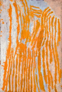 Australian Indigenous (Aboriginal and Torres Strait Islander) artwork by MAKINTI NAPANANGKA of Papunya Tula Artists. The title is Lupulnga. [MN0809049] (Acrylic on Belgian Linen)