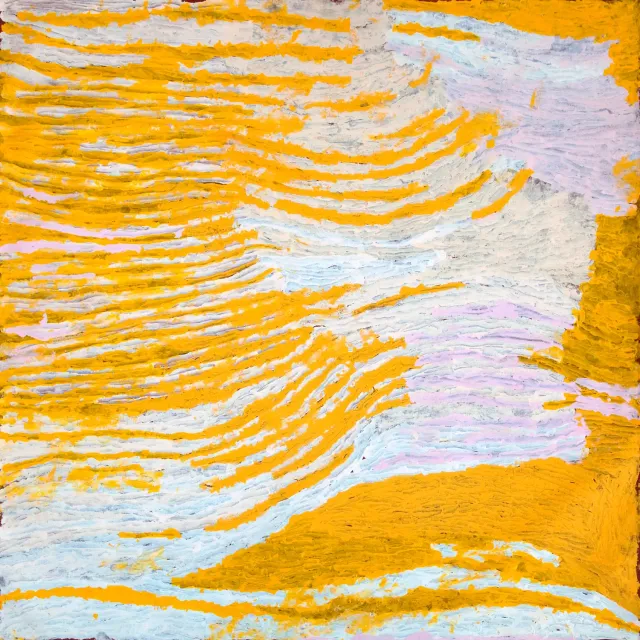 Australian Indigenous (Aboriginal and Torres Strait Islander) artwork by MAKINTI NAPANANGKA of Papunya Tula Artists. The title is Lupulnga. [MN0811018] (Acrylic on Belgian Linen)