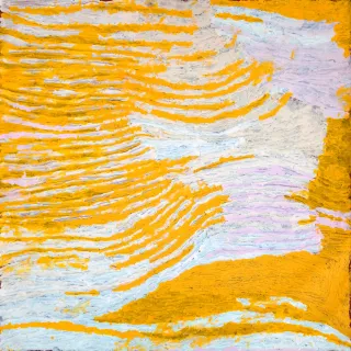 Australian Indigenous (Aboriginal and Torres Strait Islander) artwork by MAKINTI NAPANANGKA of Papunya Tula Artists. The title is Lupulnga. [MN0811018] (Acrylic on Belgian Linen)