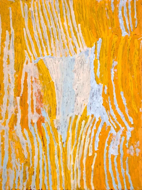 Australian Indigenous (Aboriginal and Torres Strait Islander) artwork by MAKINTI NAPANANGKA of Papunya Tula Artists. The title is Lupulnga. [MN0809156] (Acrylic on Belgian Linen)