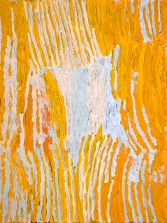 Australian Indigenous (Aboriginal and Torres Strait Islander) artwork by MAKINTI NAPANANGKA of Papunya Tula Artists. The title is Lupulnga. [MN0809156] (Acrylic on Belgian Linen)