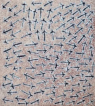 Australian Indigenous (Aboriginal and Torres Strait Islander) artwork by WINNIE NAKAMARRA of Papunya Tula Artists. The title is Lupulnga. [WN1205104] (Acrylic on Belgian Linen)