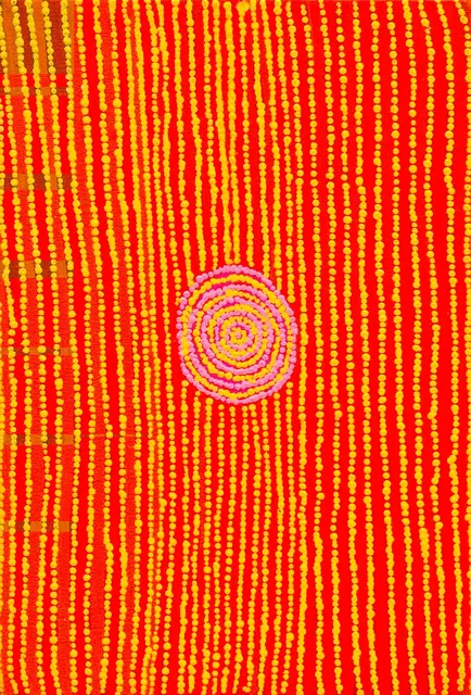 Australian Indigenous (Aboriginal and Torres Strait Islander) artwork by ANN (FRANCES) NOWEE (NANGURI) of Warlayirti Artists (Balgo). The title is Minyilpa. [887/08] (Acrylic on Canvas)