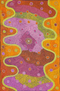 Australian Indigenous (Aboriginal and Torres Strait Islander) artwork by ANN (FRANCES) NOWEE (NANGURI) of Warlayirti Artists (Balgo). The title is Mungari. [142-16] (Acrylic on Canvas)