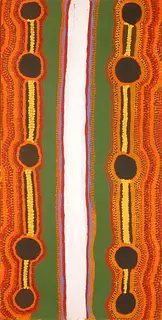Australian Indigenous (Aboriginal and Torres Strait Islander) artwork by BILL DOONDAY of Warlayirti Artists (Balgo). The title is Mungai. [381/04] (Acrylic on Canvas)