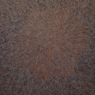 Australian Indigenous (Aboriginal and Torres Strait Islander) artwork by EVA NARGOODAH of Mangkaja Artists. The title is Mangu. [322/15] (Atelier Acrylic Paint on 14oz Canvas)