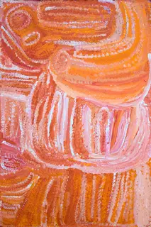 Australian Indigenous (Aboriginal and Torres Strait Islander) artwork by EUBENA NAMPITJIN of Warlayirti Artists (Balgo). The title is Midjul. [1474/07] (Acrylic on Linen)